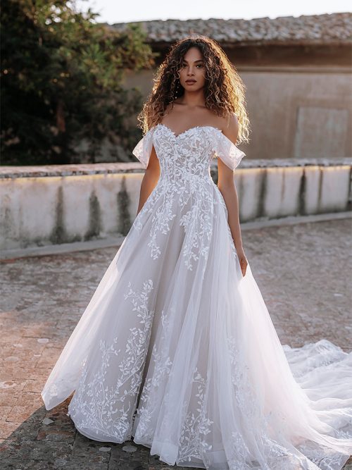 Off-Shoulder Sleeves Wedding Dress