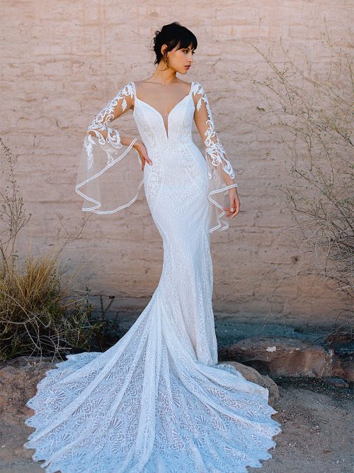 sheer butterfly back Wedding Dress