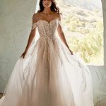 off shoulder sleeves Wedding Dress