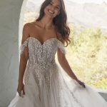 off shoulder sleeves Wedding Dress