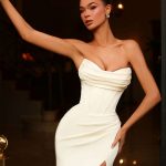 pleating over the hip Wedding Dress